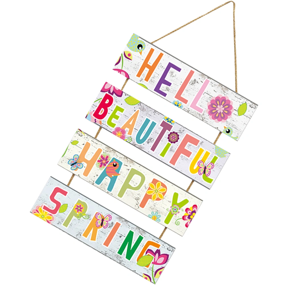 Wooden Spring Sign Wall Decor Spring Hanging Plaque Garden Yard Spring Hanging Wall Sign