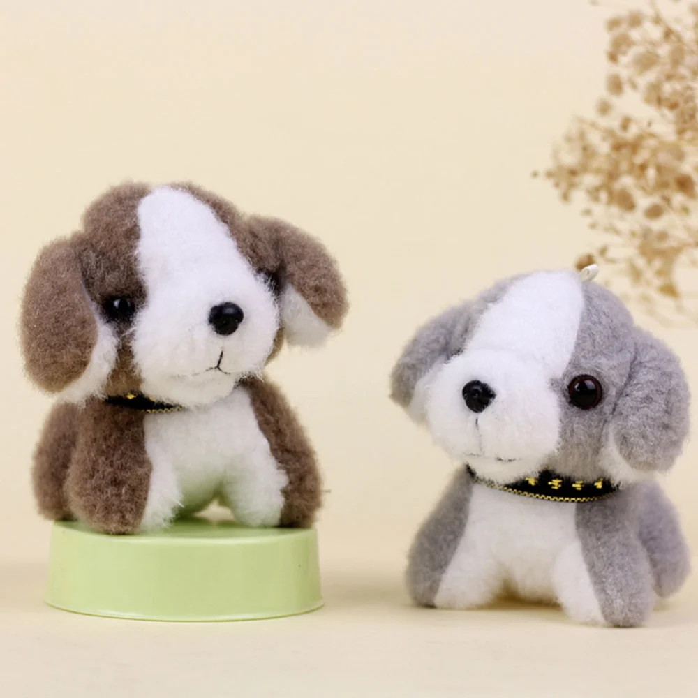 2Pcs Plush Dog Pendant Hanging Keychain Lovely Doll Key Ring Creative Pendant