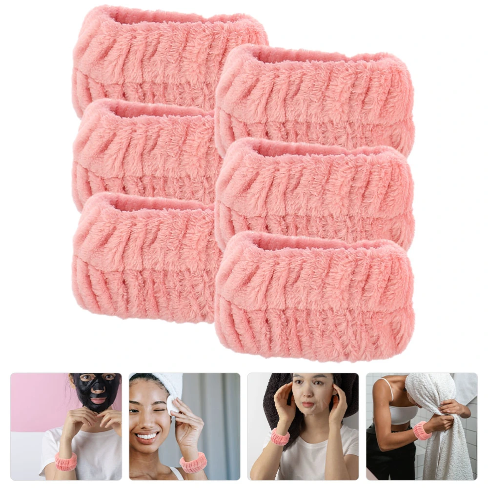 6Pcs Face Washing Wristbands Comfortable Wrist Bands Water Absorbent Wrist Bands for Women Girl