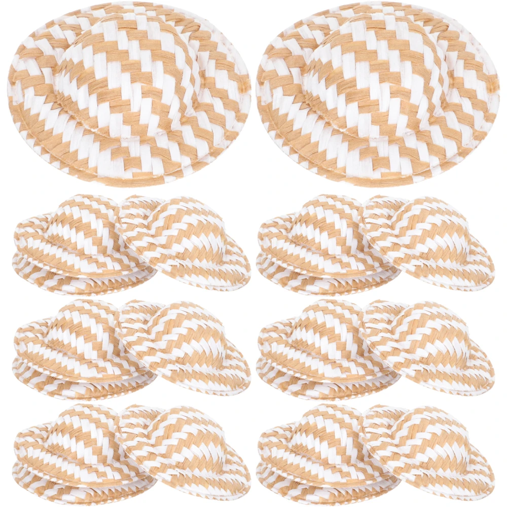 20Pcs Miniature Doll Hat Imitation Straw Woven Doll Hat Photo Prop Accessory