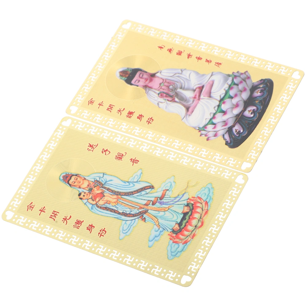 2pcs Chinese Amulet Card Traditional Luck Amulet Card New Year Gift Golden Card