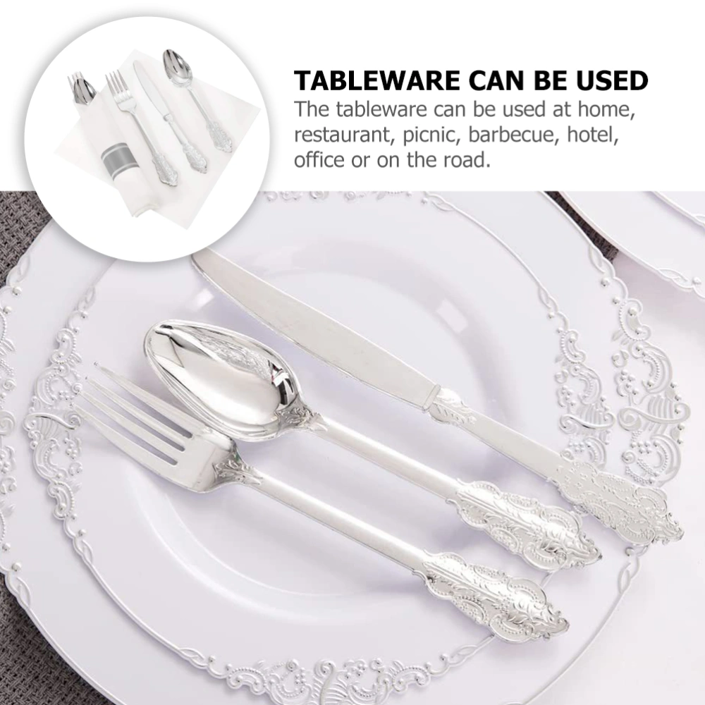 2 Sets  Party Cutlery Set Disposable Forks Spoon Napkin Flatware Serving Kit