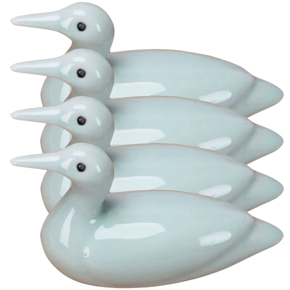 4Pcs Lovely Spoon Holder Chopstick Rests Ceramic Duck Spoon Holder Chopstick Holders