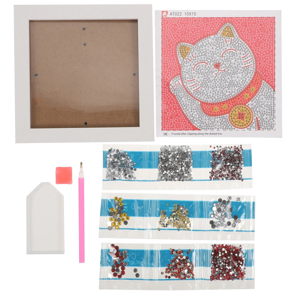 1 Set of Kids Use Handcraft Rhinestone Painting Material Kit Cartoon Kitten Dot Arts Craft