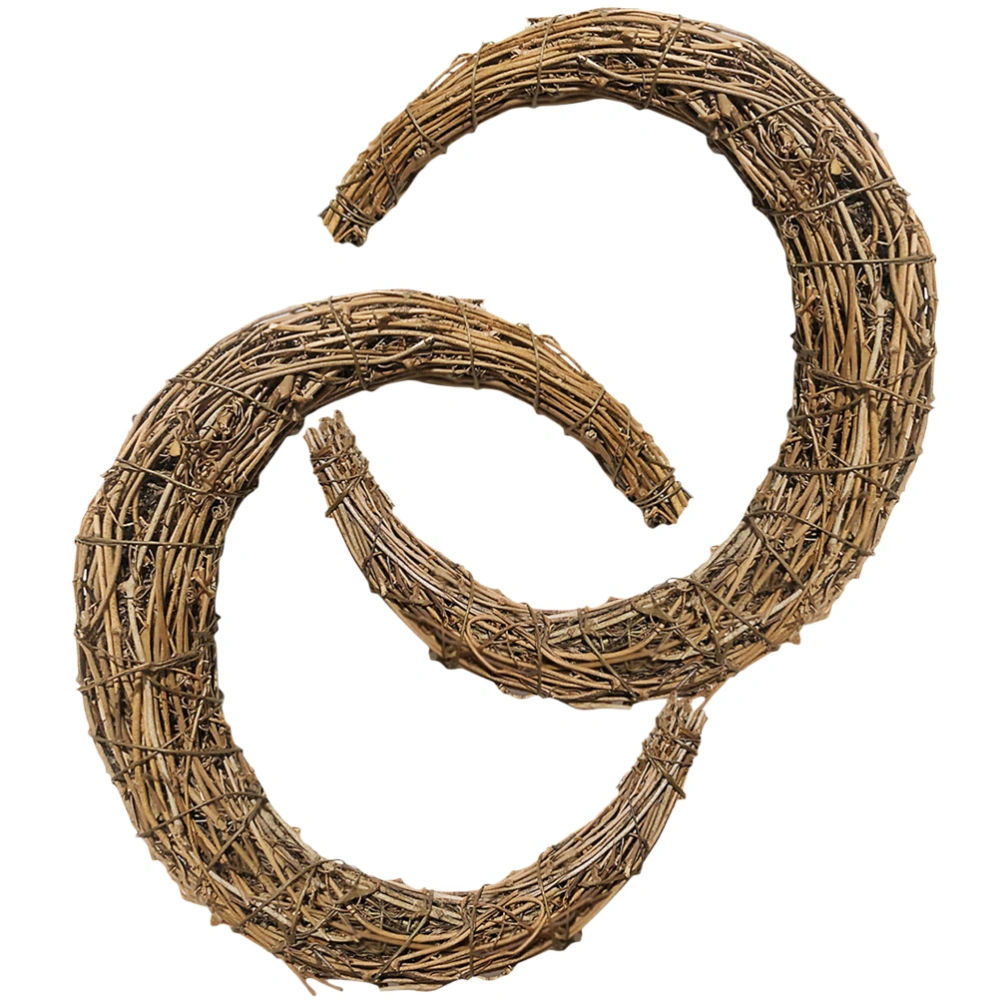 2pcs Moon Shape DIY Rattan Wreath Handmade DIY Rattan Rings Vine Branch Wreath for DIY Crafts