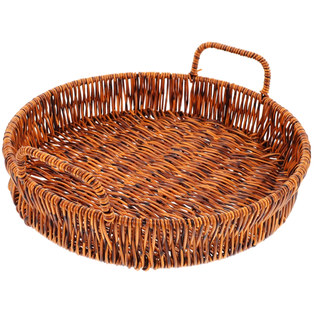 Woven Bread Basket Round Imitation Rattan Fruit Basket Tabletop Food Vegetables Serving Basket