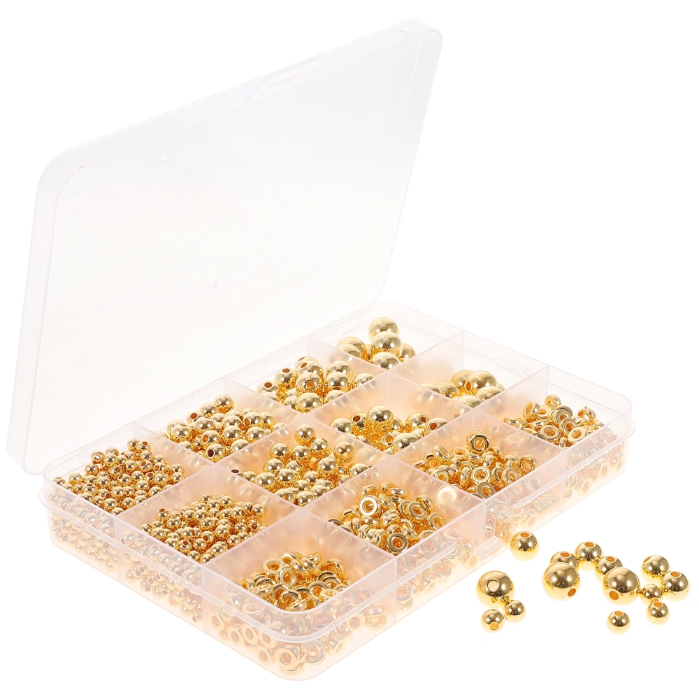 1250Pcs Golden Spacer Beads DIY Craft Jewelry Making Beads Loose Beads for Bracelet