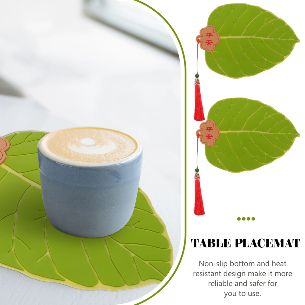 2pcs Leaf Shape Cup Pads Coaster Pvc Coaster Home Decorative Coaster Table Mat