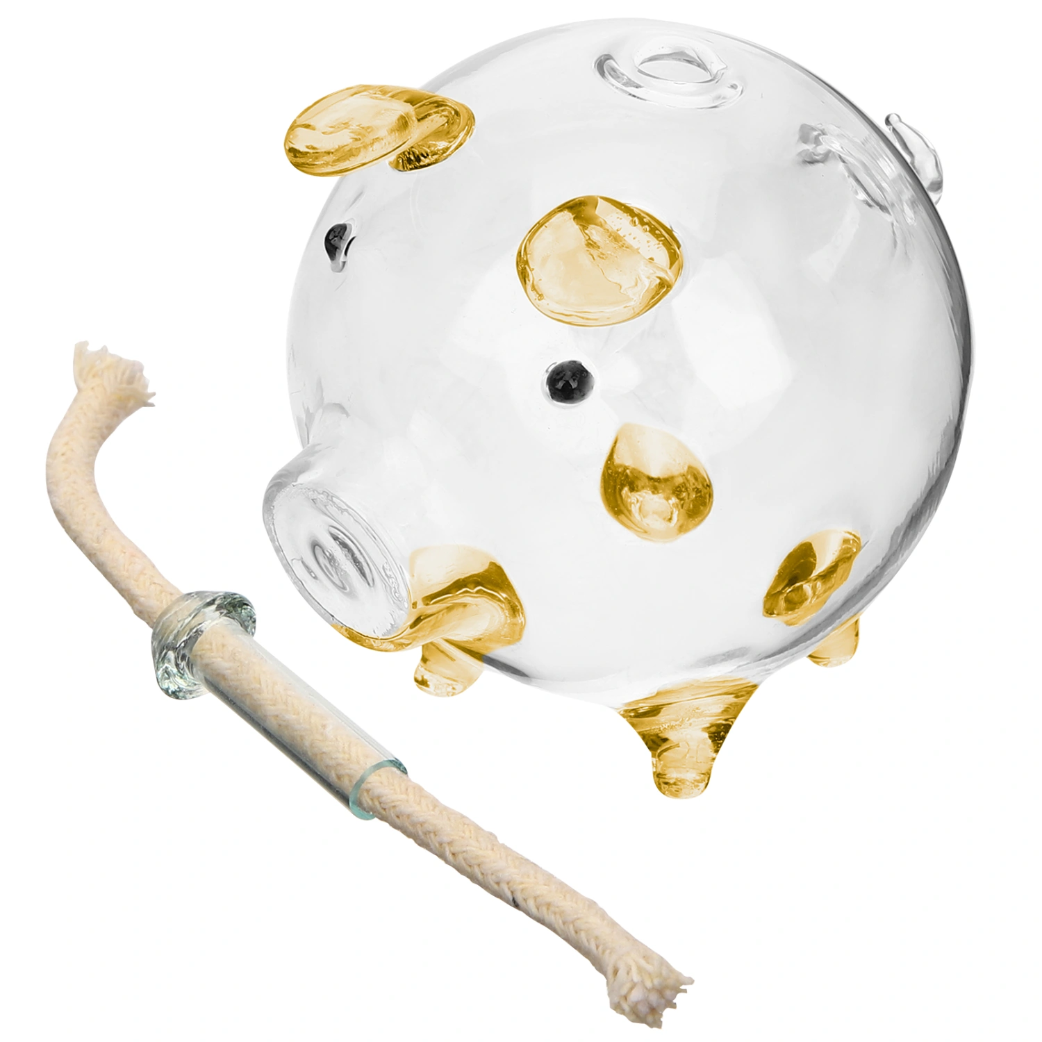 Cartoon Pig Glass Oil Lamp Refillable Liquid Oil Lamp Home Decoration