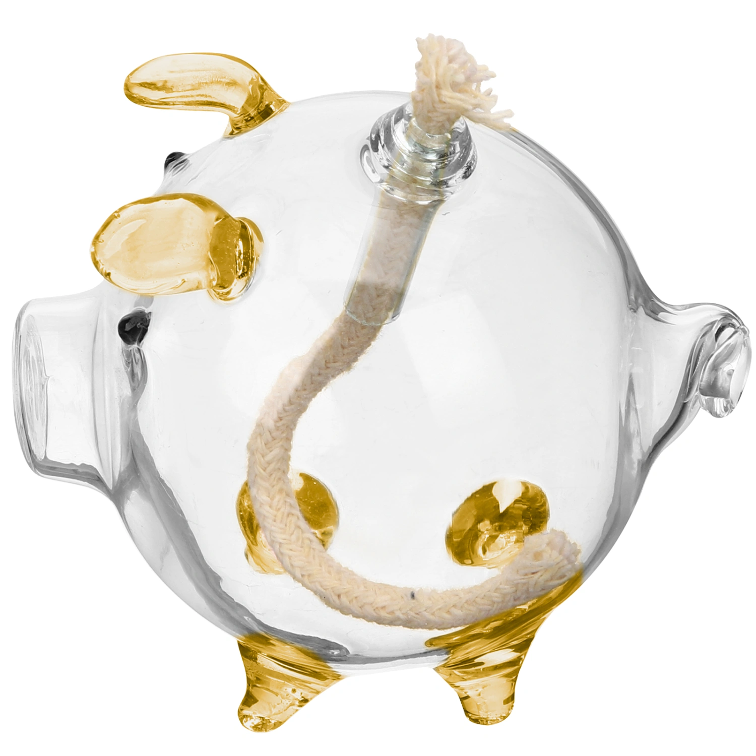 Cartoon Pig Glass Oil Lamp Refillable Liquid Oil Lamp Home Decoration