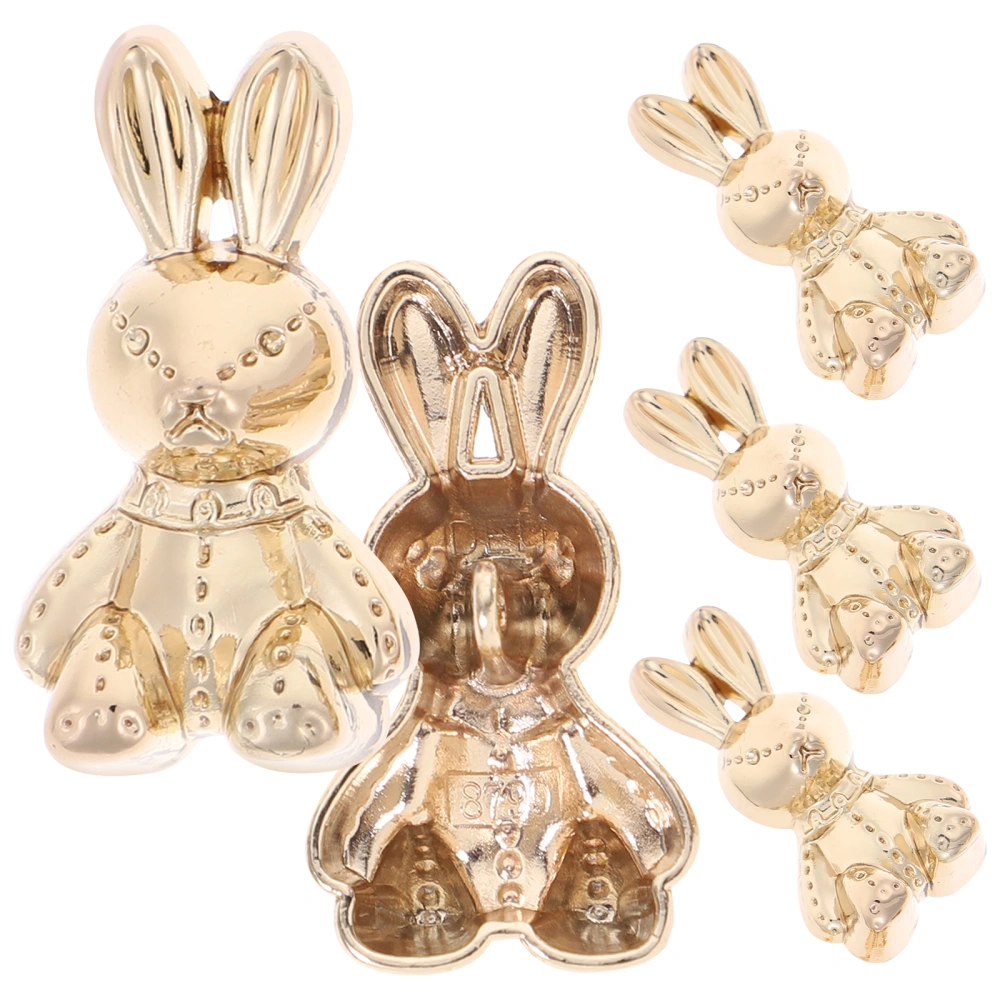 5Pcs Rabbit Shape Buttons Alloy Clothes Buttons Adorable Clothing Buttons Vintage Bunny Buttons