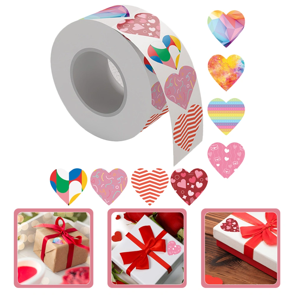 1 Roll Heart Stickers Valentine's Day Gift Stickers Gift Bag Envelopes Sealing Stickers