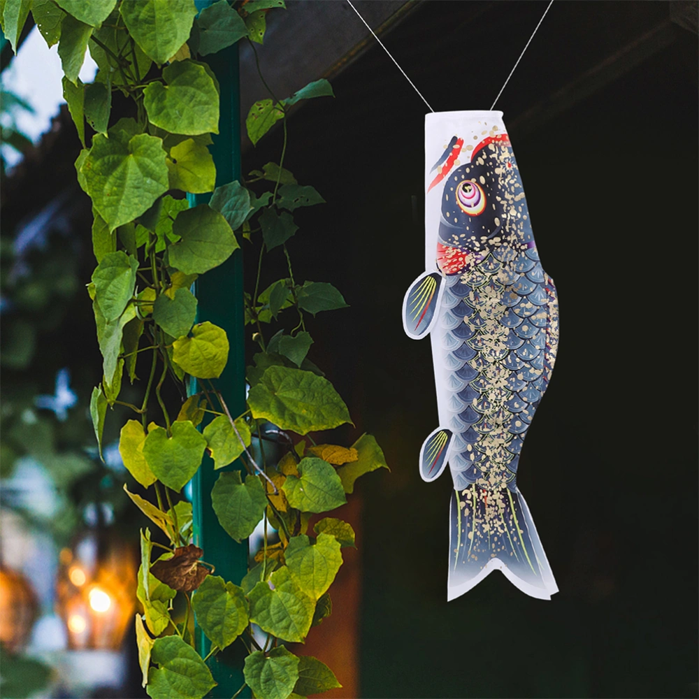 2pcs Japanese Style Windsock Fish Shaped Windsock Flag Outdoor Yard Hanging Decoration