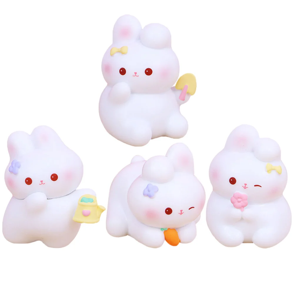 4pcs Cute Rabbit Miniature Rabbit Figurines DIY Bunny Decorations for Desktop Car