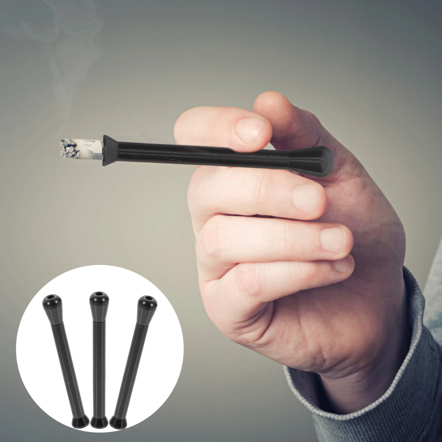 3pcs Aluminum Alloy Tobacco Filter Pipes Portable Cigarette Metal Holders for Men