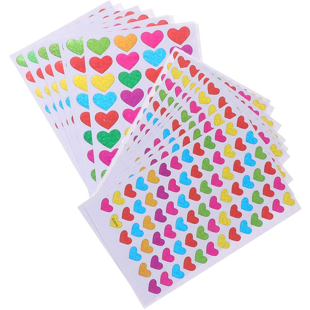60 Sheets of Colorful Stickers Heart Scrapbooking Sticker Heart Laptop Stickers Book Heart Stickers