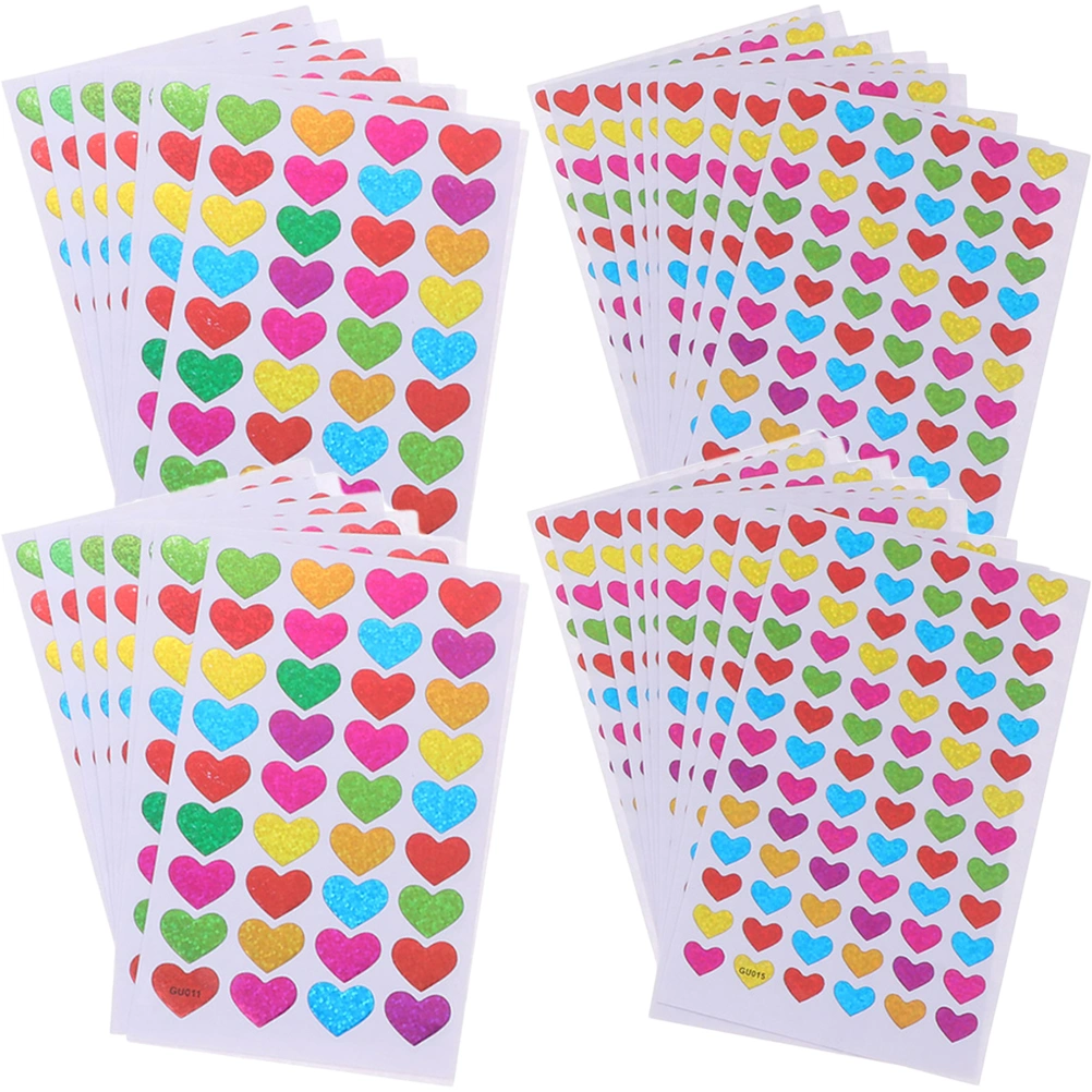 60 Sheets of Colorful Stickers Heart Scrapbooking Sticker Heart Laptop Stickers Book Heart Stickers