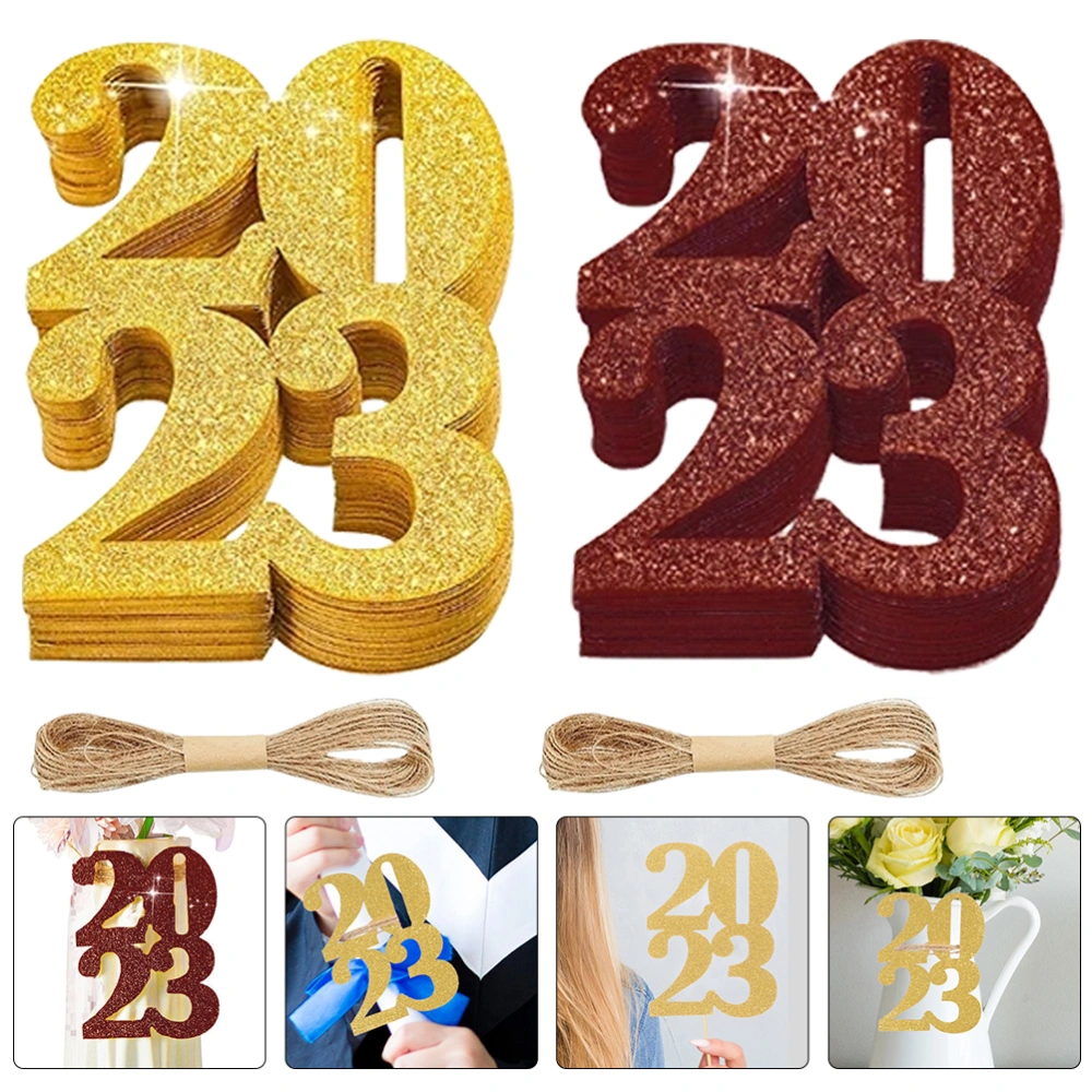 1 Set of Vase 2023 Labels Glitter 2023 Graduation Labels Decorative Vase Labels Graduation Party Decors