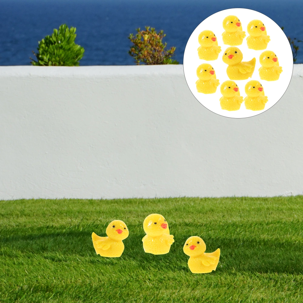 10pcs Micro-landscape Duck Figurines Duck Statues Duck Ornaments Cartoon Mini Animal Ornaments