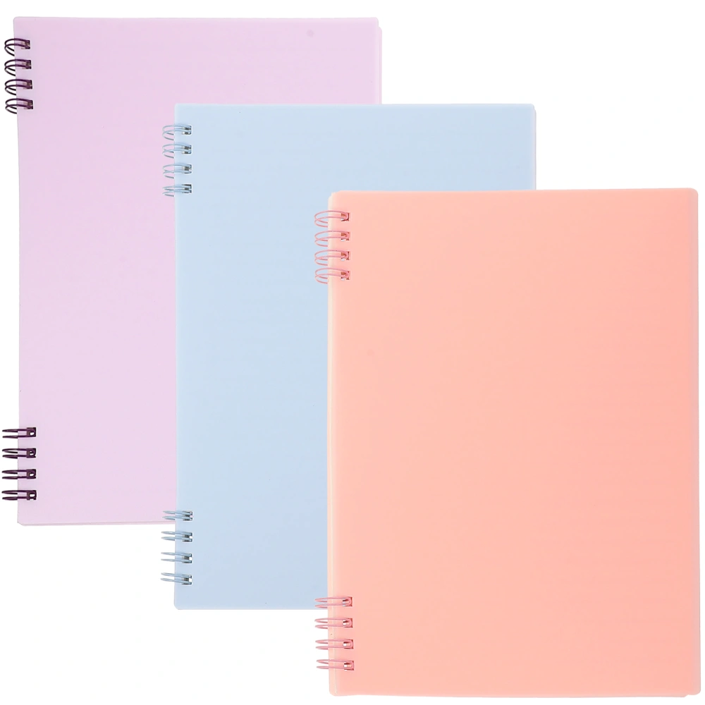 3Pcs Spiral Notebook Plastic Cover Notebook Portable Academic Notebooks Journal Notebook