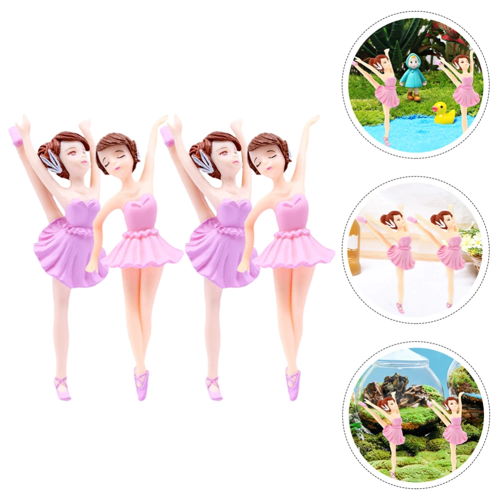 4pcs Ballerina Cupcake Topper Dancing Girl Cake Decor Ballet Cake Ornament