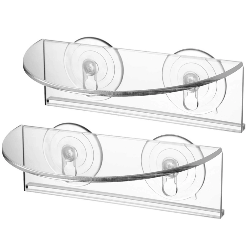 2pcs Suction Cup Shelves Transparent Load-Bearing Bracket Acrylic Window Shelf