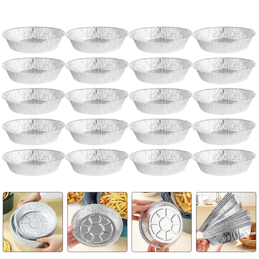 50Pcs Aluminum Foil Bowls Round Grill Cake Bowls Disposable BBQ Tray Baking Pie Trays