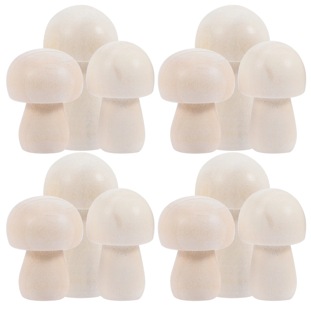 30Pcs Wooden Mushroom Natural Unfinished Mushrooms Plain Unpainted Wood Mushroom