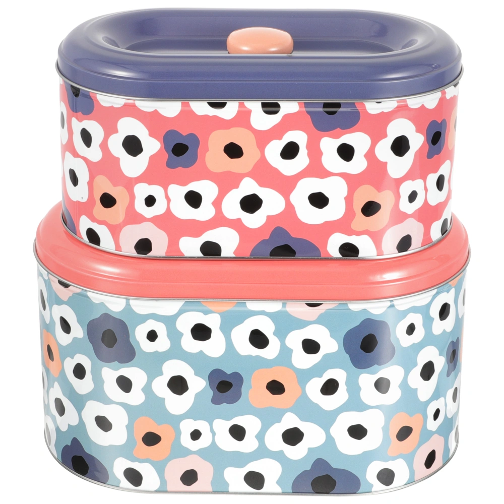 2Pcs Cookie Snack Jars Biscuit Storage Tin Metal tea Canister Cookie Jar Home Cookie Canister