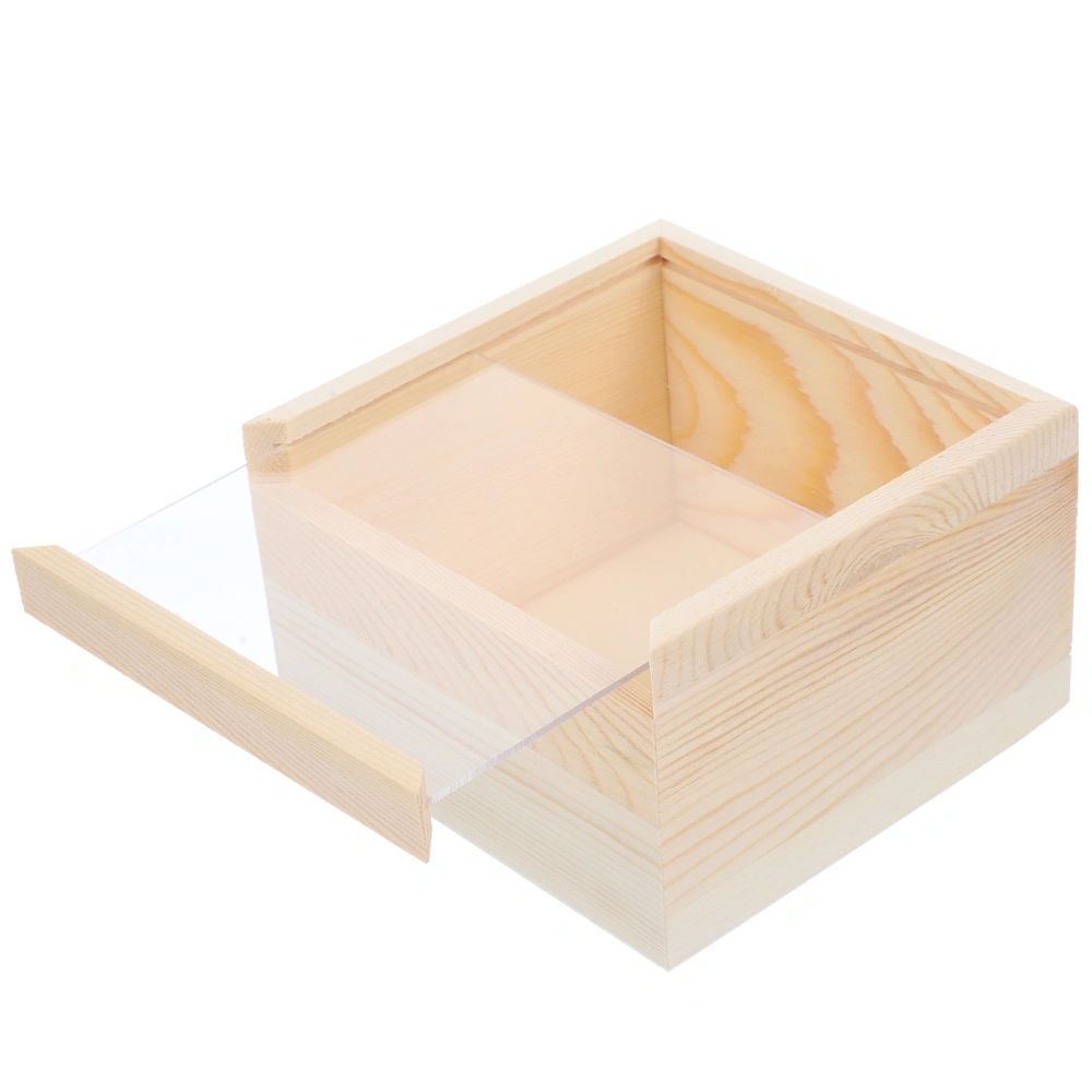 Unfinished Wooden Storage Box Decorative Jewelry Box Treasure Chest Gift Packing Box with Clear Lid