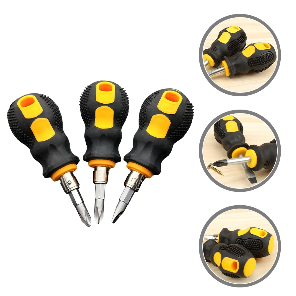 3pcs Mini Screwdrivers Flat Head Phillips Screwdriver Short Disassembly Tools