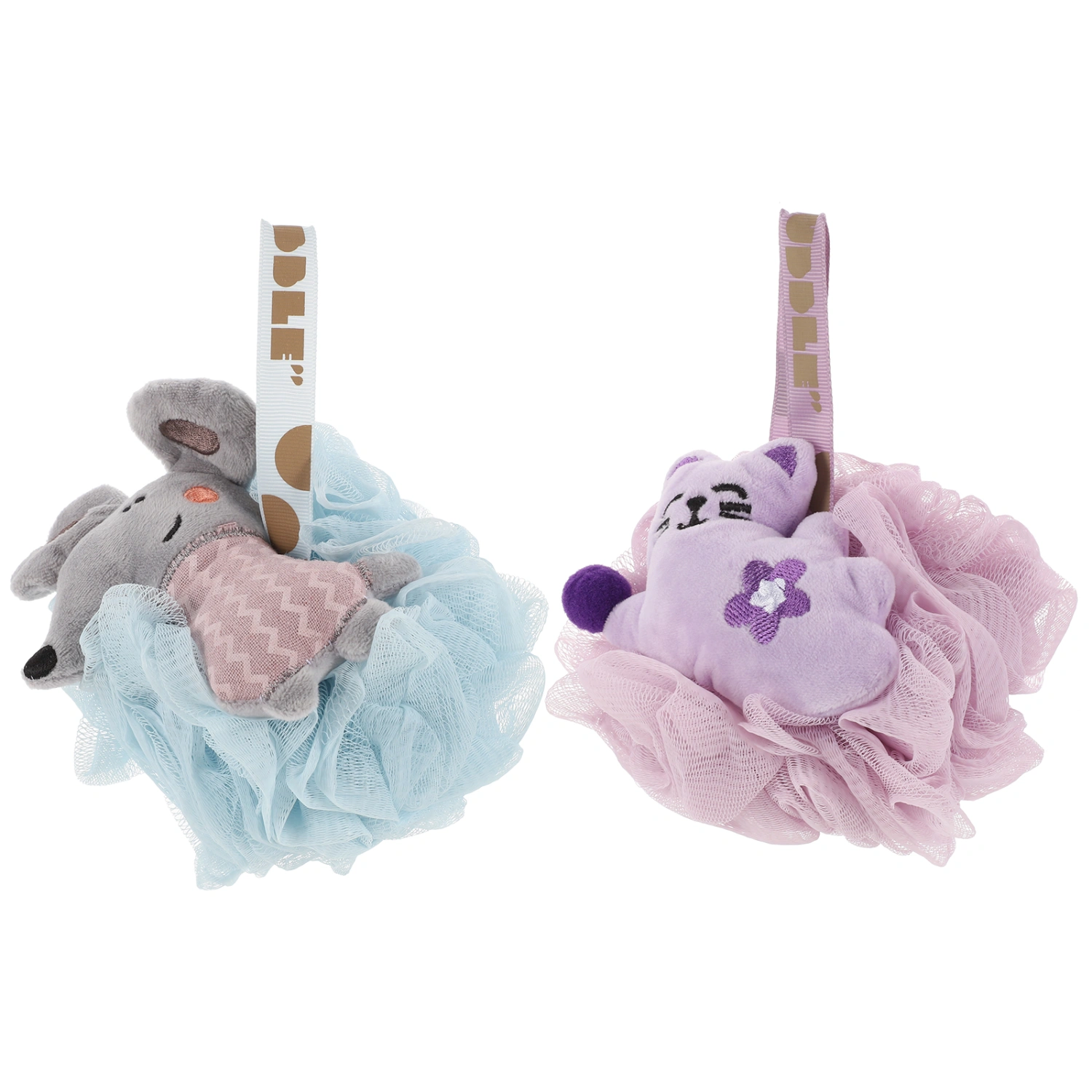 2pcs Shower Body Loofah Gentle Exfoliating Bath Loofahs Cartoon Body Scrubber