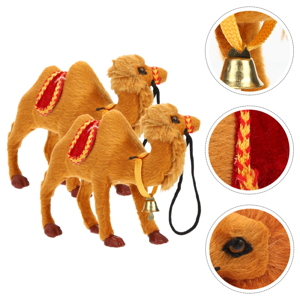 2pcs Camel Ornaments Desert Animal Toys Animal Ornaments Camel Crafts Models