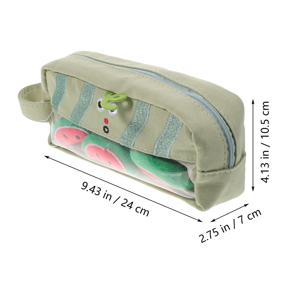 Cute Pencil Case Canvas Pencil Holder Pens Pouch Stationery Storage Bag Makeup Brush Bag