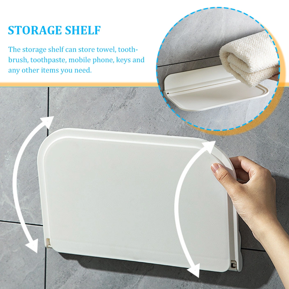 Bathroom Wall Shelf Foldable Floating Shelf Towel Sundries Storage Shelf