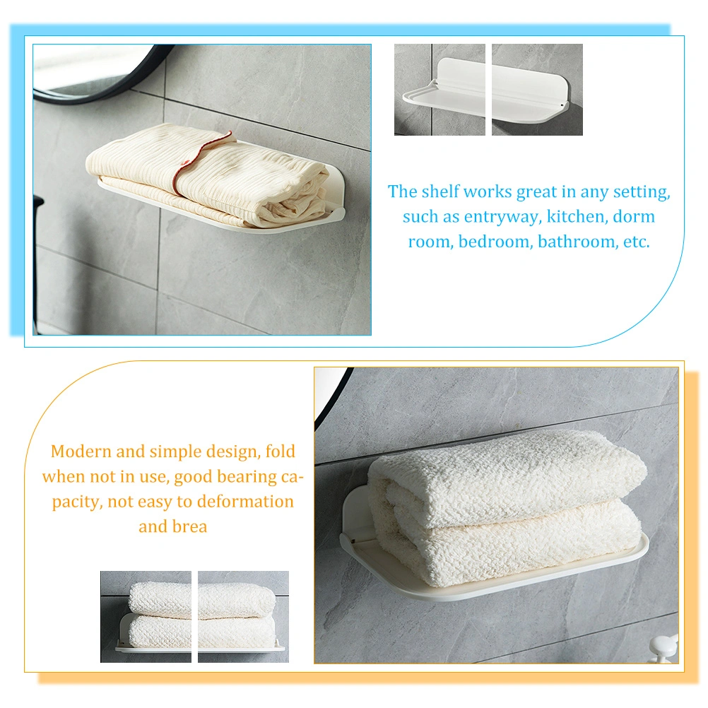 Bathroom Wall Shelf Foldable Floating Shelf Towel Sundries Storage Shelf