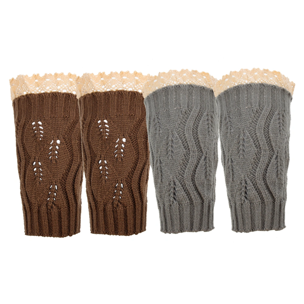 2 Pairs of Women Fashion Leg Cover Protectors Warm Legwarmers Winter Boot Covers