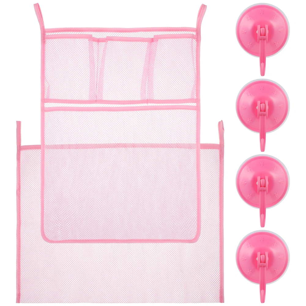 2 Pcs Bath Toy Storage Bags Wall Mounted Style Mesh Bags with Suction Cup Hooks for Bathroom