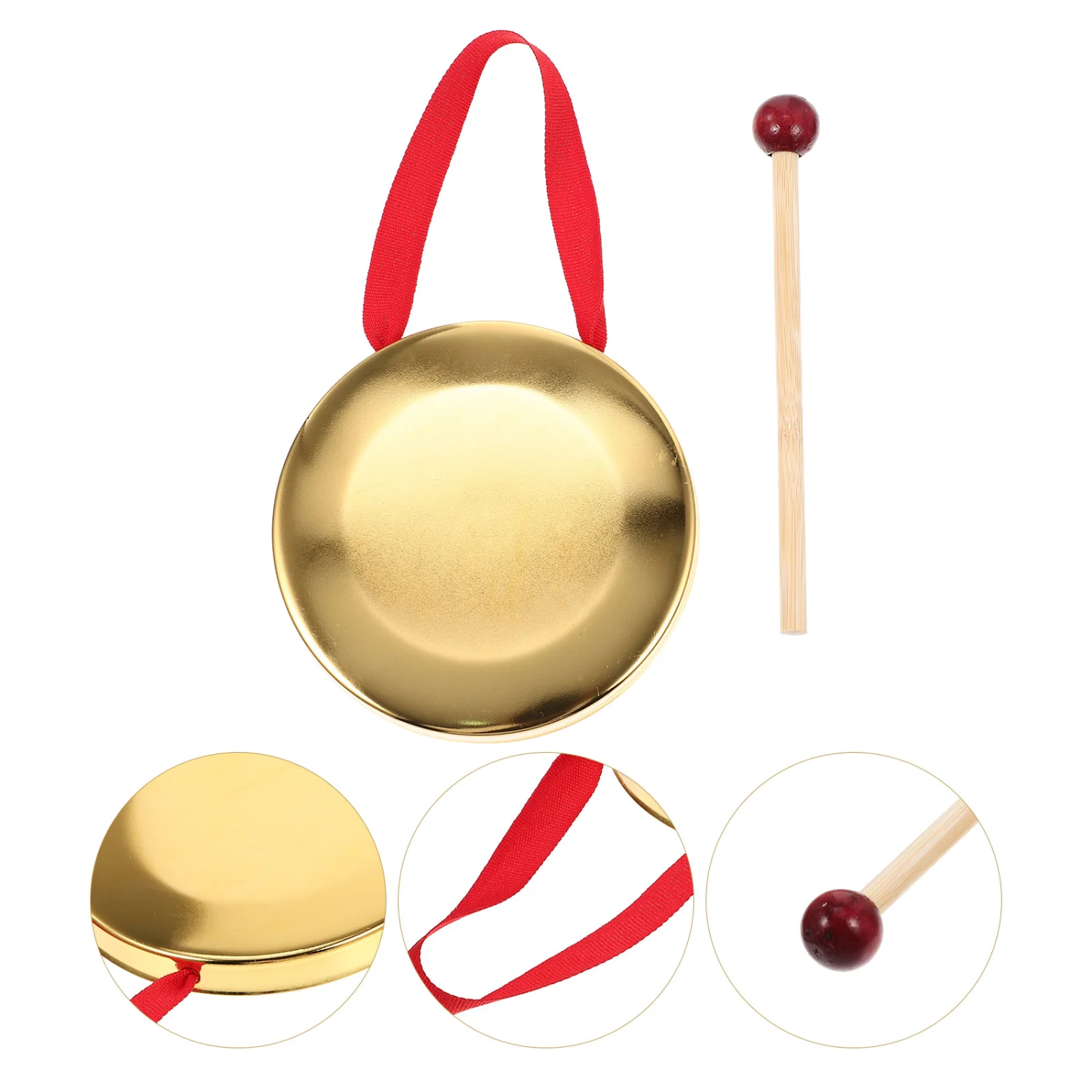 1 Set Small Hand Held Gong with Mallet Metal Gong Percussion Instrument