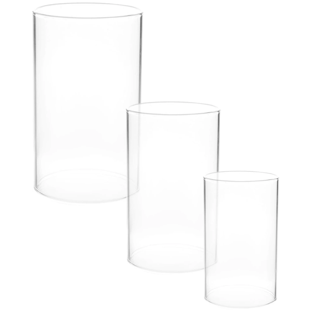 3pcs Glass Candle Chimney Candle Holder Shade Glass Pillar Candle Holder Open Both Ends Candle Tube