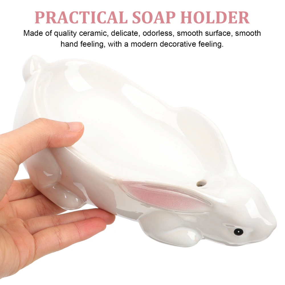 Ceramic Rabbit Shape Soap Storage Box Decorative Bunny Shape Soap Tray Unique Jewelry Box