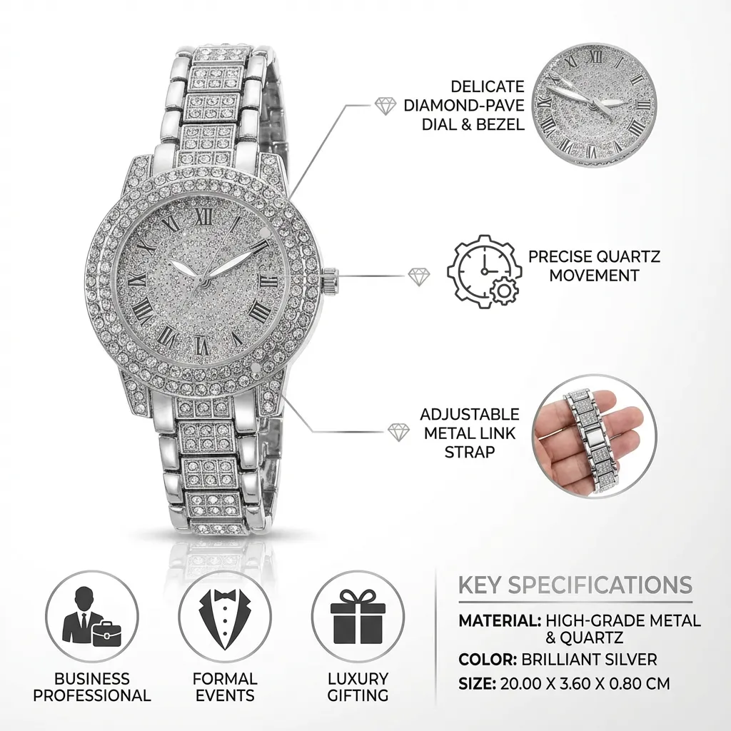 Delicate Watch Men Watch Diamonds Watch Wristband Portable Business Men Watch