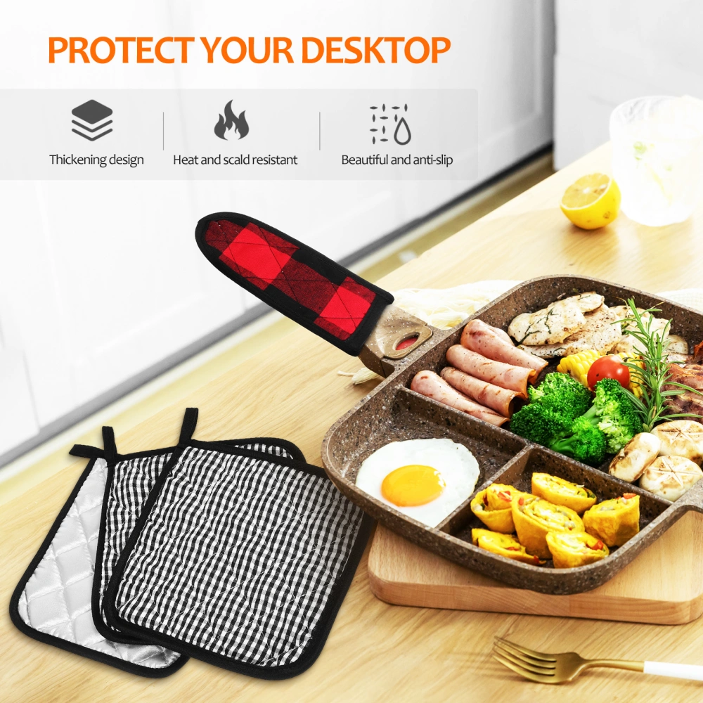 4 Pcs Pan Handle Sleeves Pot Grips Sleeves with 4 Pcs Heat Resistant Mats Kitchen Countertop Protector Cooking Supplies