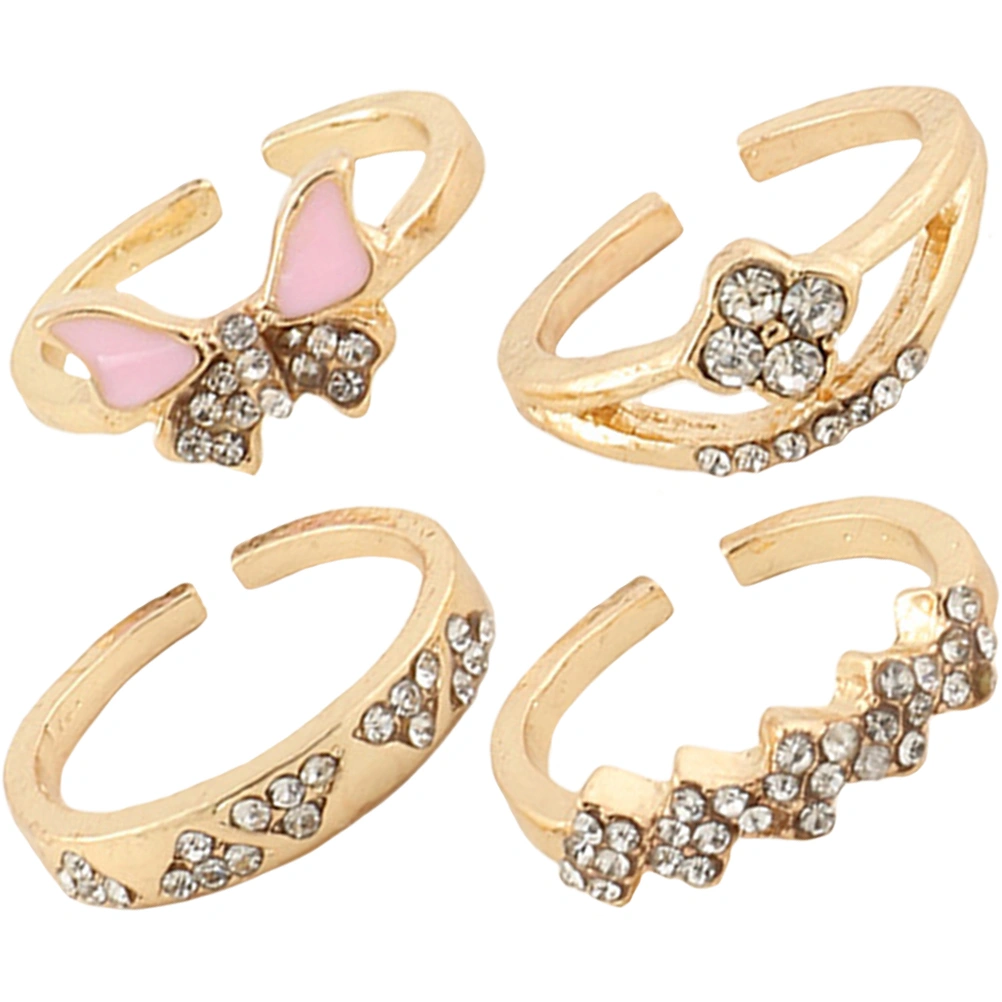 4Pcs Kids Finger Rings Decorative Metal Rings Exquisite Girls Finger Rings Open Finger Rings Decors