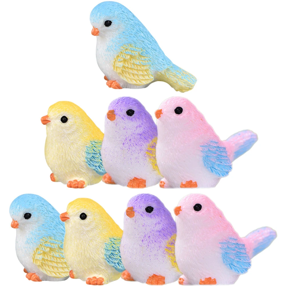 8Pcs Multi-function Bird Figures Landscaping Miniature Birds Desktop Mini Figures