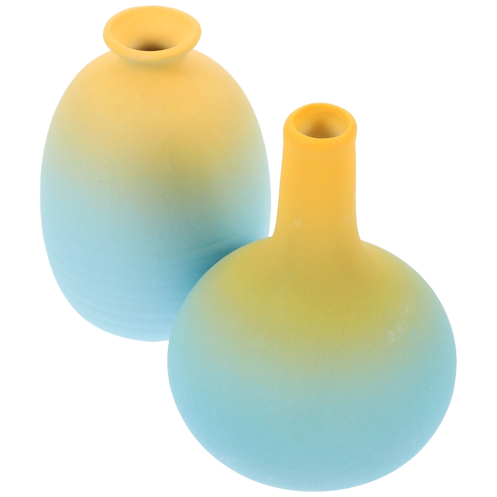 2pcs Gradient Color Ceramic Flower Vase Ceramic Vases Rustic Style Flower Vases