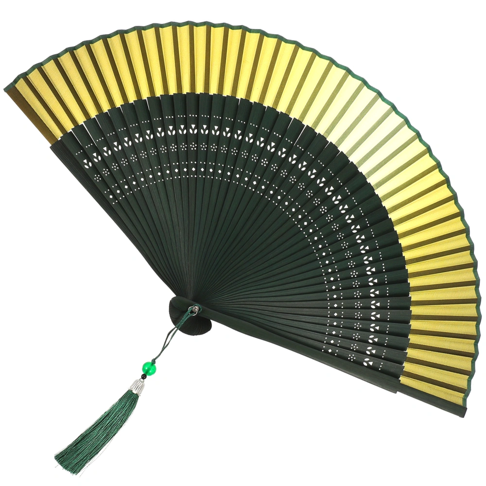 Folding Fan Chinese Style Hand Fan Vintage Handheld Fan with Tassel for Dancing