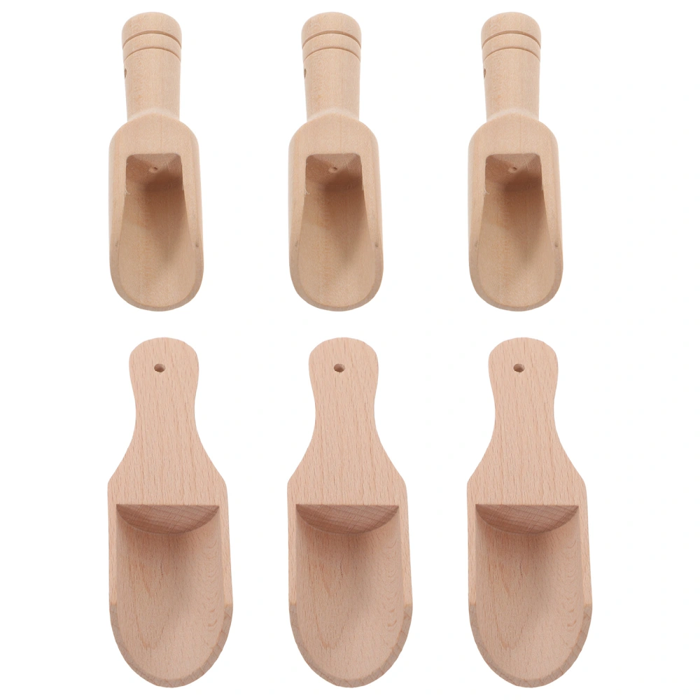 6Pcs Home Wood Spoons Convenient Tea Spoons Practical Tea Scoops Wooden Small Spoons Supplies