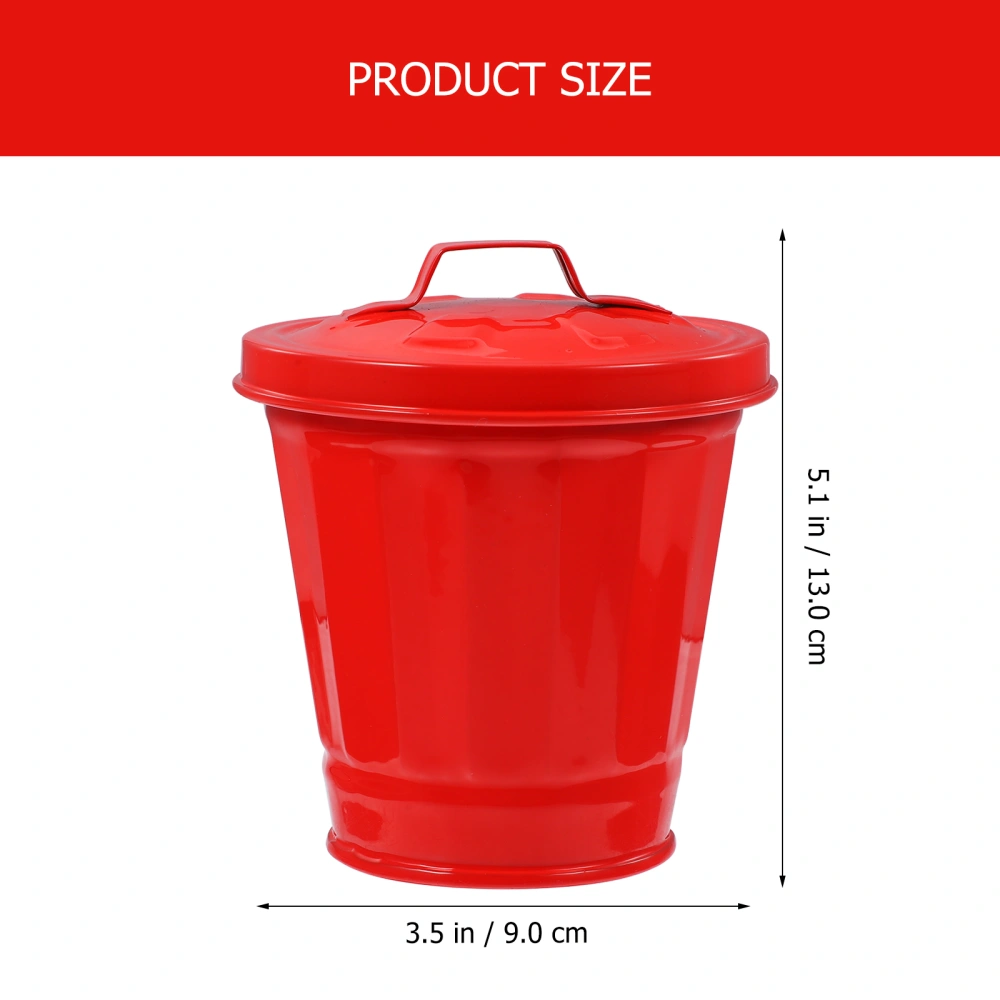 2pcs Desktop Galvanized Iron Trash Can Desktop Trash Bucket Garbage Storage Holder Garbage Bucket