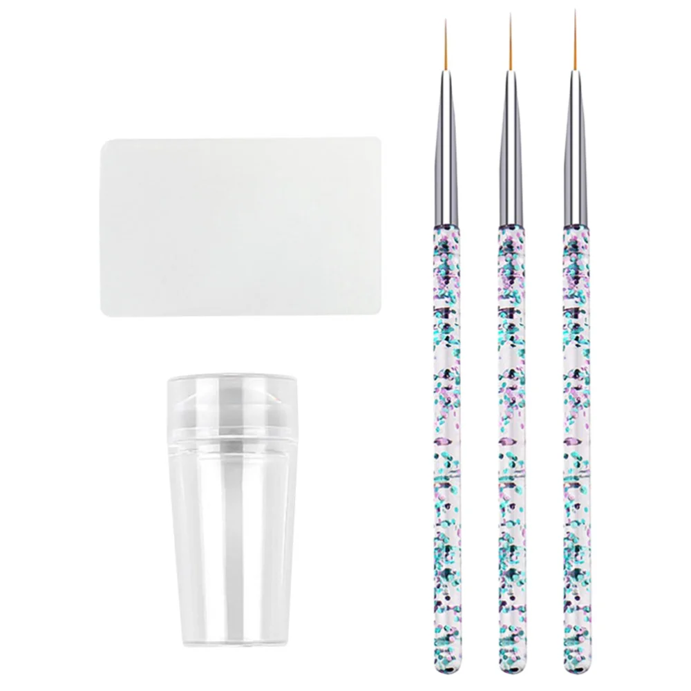 1 Set of Nail Art Brushes Manicure Nail Pen Brushes Nail Stamper Scraper Manicure Tool